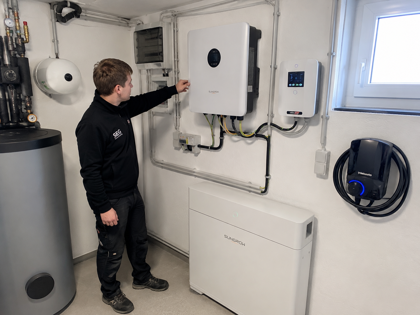 SEG Technikraum mit Speicher und Wallbox-Infrastruktur
